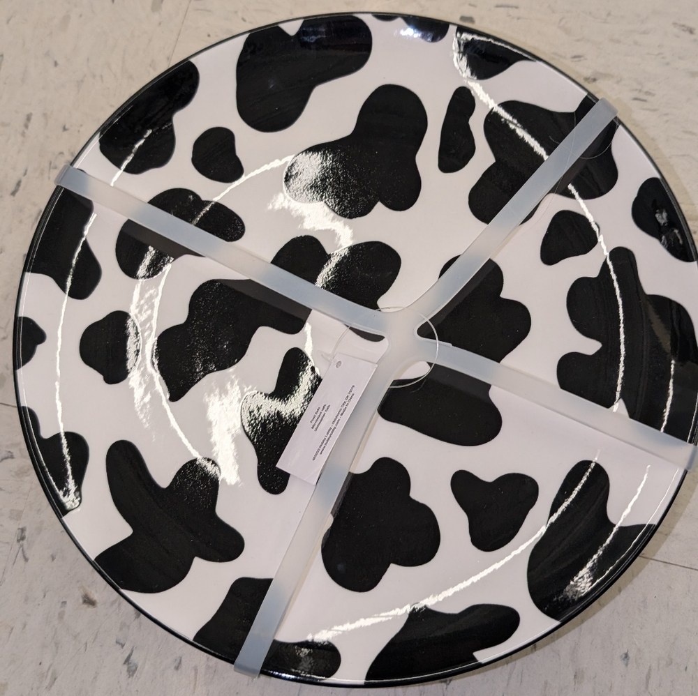 8pcs Cow Print Ceramic Plates Set For Four Dinner And Salad Plates - Picture 2 of 6